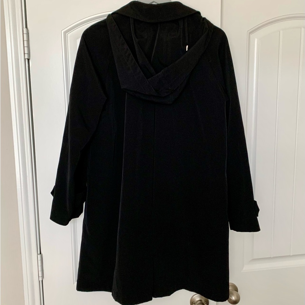 NWOT LIZ CLAIBORNE black hooded A-line trench coat 😍 - Picture 9 of 12